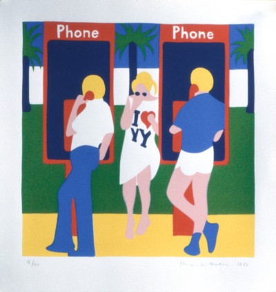 186P Phone on Venice Beach - 36 x 34 cm - Sérigraphie